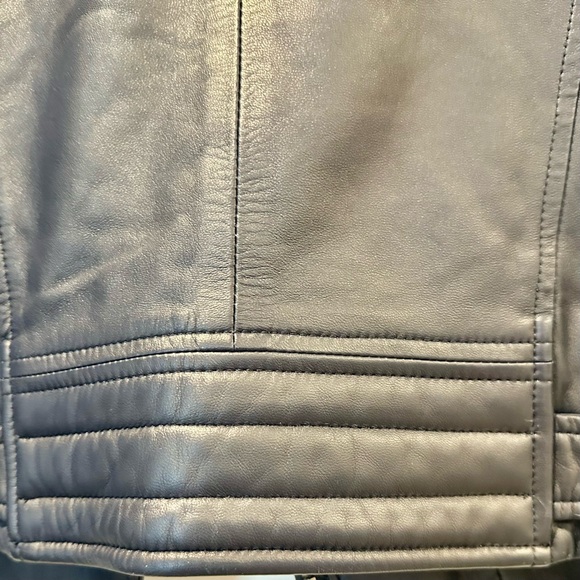 IRO Women’s Navy Leather Jacket With Zippers - Picture 8 of 10